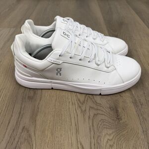 On THE ROGER Shoes Mens Size 13 White Leather Tennis CloudTec Casual Sneakers